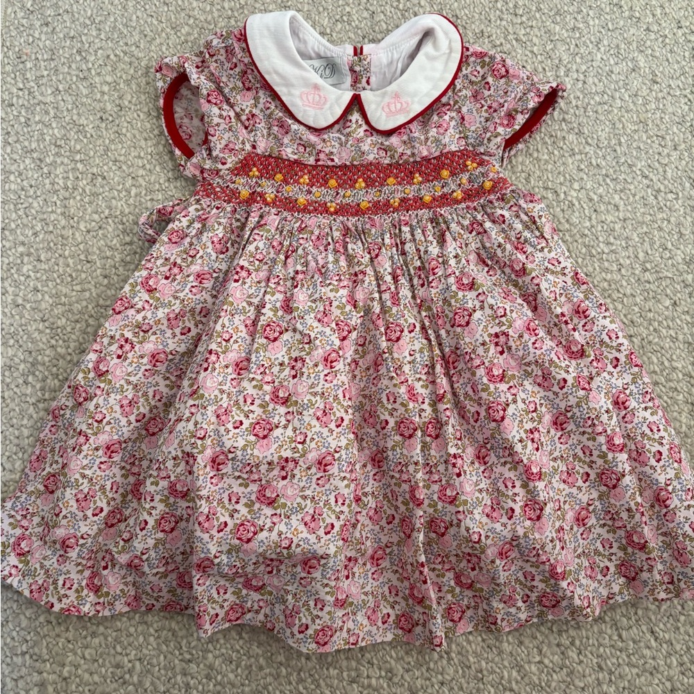 Girls floral hand smocked dress - Picture 2 of 5